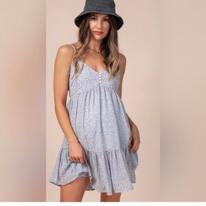 ENTRO Simply Sweet Leopard Print Dress Size Small Blue Brown Babydoll